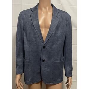 Armani Collezioni Blazer Blue Check Jacket Mens Size 44 Seersucker Suit Sport